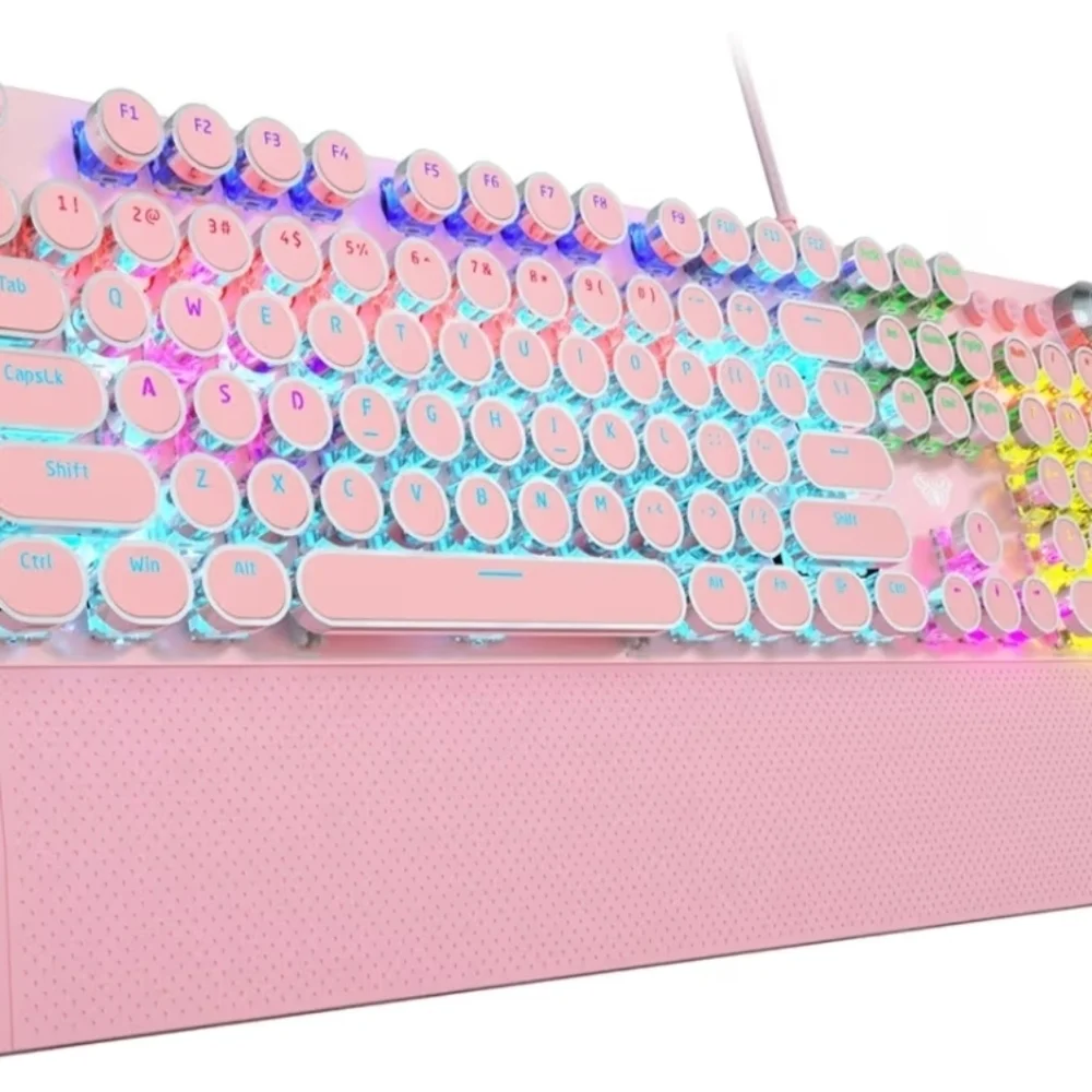 AULA F2088 Typewriter Style Mechanical Gaming Keyboard,Rainbow LED Backlit,Remov
